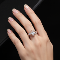 Fine Jewelry GRA Certified Vintage Fine Filigrane 925 Silver Women's Flower Bague de fiançailles avec Moissanite Pass Diamond Tester
