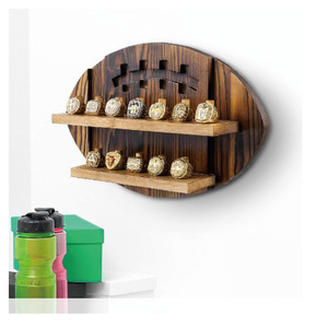 Présentoir mural à bijoux en bois massif brûlé rustique à 2 niveaux, <span class=keywords><strong>porte</strong></span>-bague de championnat sportif - Product Image 3