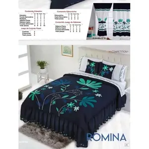 Ensemble de housse de couette Romina King, taille King, broderie florale, literie en coton, style moderne, utilisation toute saison - Product Image 5