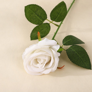 Rosas Artificiales Color Champán, Tecnología de Flocado, Decoración para Bodas, Tela de Poliéster de Alta Simulación - Product Image 3