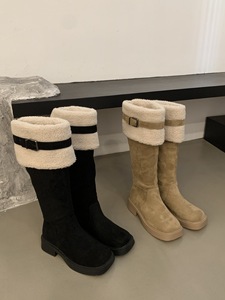Stivali lunghi con capelli di agnello staccabili per 2023 <span class=keywords><strong>donna</strong></span> autunno/inverno nuove suole spesse alla moda stivali al ginocchio scarpe da <span class=keywords><strong>donna</strong></span> 2023 - Product Image 4