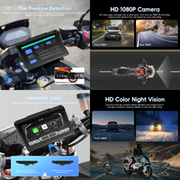 Podofo Écran portable 7'' pour moto, Carplay sans fil, Android Auto, TMPS, dégagement rapide/contrôle par bracelet au volant, OEM