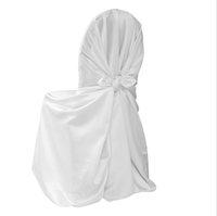 Chaises de banquet pliantes en satin blanc et noir en gros, housses à volants à nouer soi-même, housses en plastique, sièges, mariages, événements, décoration