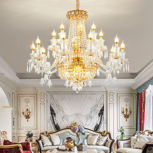 European Style Crystal Chandelier 24K Electroplated Multi Head LED <b>Light</b> For Living Room Hotel Decor - Product Image 1