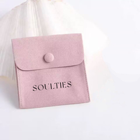 Pochette à bijoux carrée en velours Talent XW12, style B, portable, en microfibre, avec bouton pression pour boucles d'oreilles et bracelets