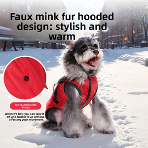 Cappotto Invernale per Cani con Cappuccio e <span class=keywords><strong>Fodera</strong></span> in Pile, Giacca Calda Antivento e Impermeabile Imbottita in Cotone per Animali Domestici - Product Image 1