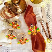 Anneaux de serviette en métal en forme de dinde et de citrouille pour la fête de Thanksgiving, décoration de table pour anniversaire, dîner, automne/hiver, maison et bar