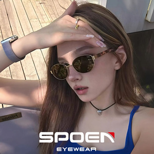 SPOEN Lunettes de soleil œil de chat pour femme UV400, monture intégrale, protection solaire rétro en métal - Product Image 5