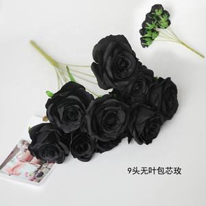 Z184 toptan hollanda lüks toplu güller yapay siyah kadife aşk gül çiçek ev düğün parti dekor için - Product Image 5