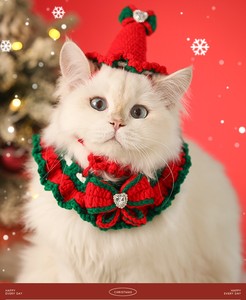 Accessori di abbigliamento per animali domestici rosso verde ornamenti per collare di natale elasticità per cani e gatti - Product Image 2