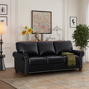 Modern Convertible Square Living Room Sofa Set Black PU Leather Apartment & Villa Use - Product Image 5