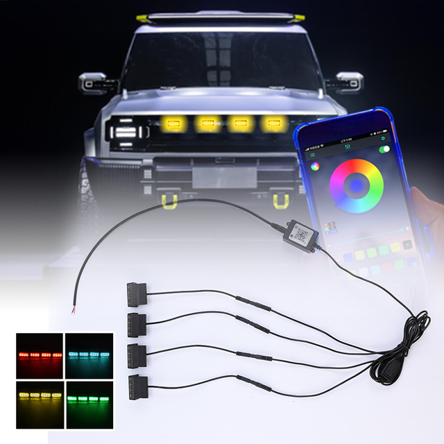 Universal Upgrade RGB Grille Light Front Grille App Control Grill LED Day Running Light for Off Road Trunk SUV SKU