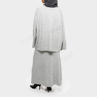 Ensemble 2 pièces gris chiné personnalisé pour femme, coordonné, pull oversize à manches larges et jupe longue, vêtements islamiques modestes, hiver