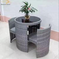 Ensemble table basse compacte en rotin pour balcon 2 personnes ensemble table à manger et chaises bon marché et peu encombrant pour le café en plein air