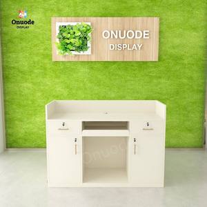 Custom Modern Wooden Reception Desk Cashier <b>Counter</b> | Retail Boutique <b>Checkout</b> <b>Counter</b> | Cash Register Display Showcase - Product Image 3