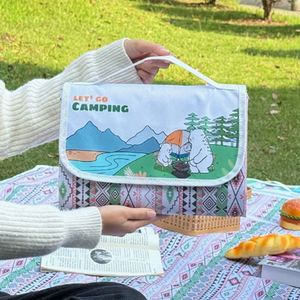 Waterproof Picnic Blanket Cartoon Design Foldable <b>Outdoor</b> <b>Mat</b> Handle for Family Camping Beach Park Travel Moisture-Proof - Product Image 1