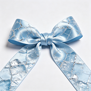 Nœud en ruban satiné argenté brillant effet givré, fait main, pré-noué, pour emballage cadeau haut de gamme, mariage d'hiver, ou ornement de cheveux - Product Image 4