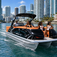 NOUVEAU 2026 Bateau Ponton de Luxe 12 Personnes de Haute Qualité avec Arche Sportive Électrique, Console et Auvent, Certifié CE, Bateau de Fête et de Loisirs