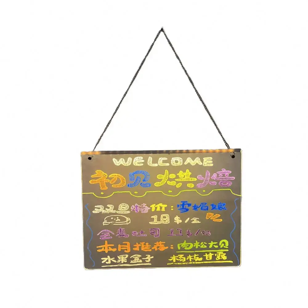 Tableau lumineux acrylique effaçable Panneau d'affichage Message Board Commercial Stand Fluorescent Board