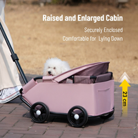 Poussette pliable légère en acier au carbone pour animaux de compagnie, chariot pour chien et chat avec auvent, quatre roues, toutes saisons, transporteur de voyage extérieur avec fermeture éclair