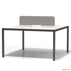 Hot sale commercial office furniture desk table metal frame steel legs wooden staff desk table for 2 people