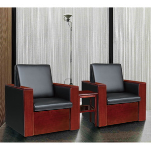 Fauteuil inclinable Jiarunde en bois massif et cuir artificiel 83x85x95cm, chaise de bureau pour la sieste, canapé-lit pliant, chaise d'appoint - Product Image 1