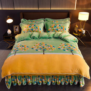 طقم مفروشات سرير فلانيل صوف مكون من 4 قطع 100% بوليستر يشمل غطاء وسادة وشرشف بمطاط وشرشف مسطح في طقم واحد - Product Image 5