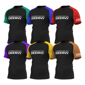 Wholesale Custom Brand Logo Men Short Sleeve Training Compression Shirt MMA BJJ Jiu Jitsu Grappling Gym Training Gear Rash Guard