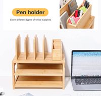 Organisateur de bureau 3 niveaux en bambou FSC avec porte-documents - Rangement de bureau minimaliste allemand pour la gestion des documents et la papeterie
