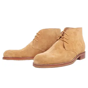 GFMA 2024 sepatu bot pria kulit sapi asli, sepatu bot semata kaki renda buatan tangan, sepatu bot kulit cokelat modis musim gugur untuk pria