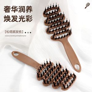 Peine de masaje para el cabello con cerdas de jabalí, mango de plástico, forma oblonga, para el cuidado del cuero cabelludo y desenredar el cabello - Product Image 4