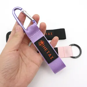 Low MOQ Multi Color Taxi Promotional Short Strap Blank Plain Nylon Keychains for Keys Outdoor