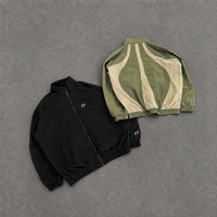 Ensemble de survêtement thermique tricoté personnalisé pour homme en Spandex/Coton, style streetwear, avec veste à col montant et pantalon large, bicolore, pour l'automne