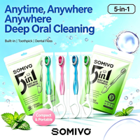 Mini brosse à dents de voyage portable aux perles éclatantes saveur thé vert et pêche pour une haleine fraîche en déplacement