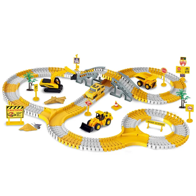 Construction race for kids boys diy engineering track car toy race track train railway kid toy electric rail railway system