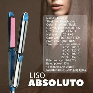 Lisseur de cheveux bleu en acier inoxydable à plaques étroites avec affichage LED de la température et fonction volumisante - Product Image 3