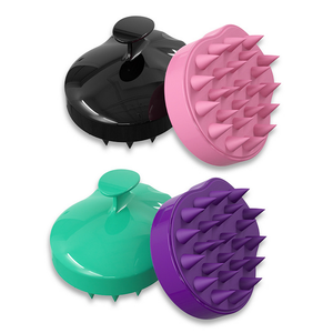 Brosse de massage du cuir chevelu en silicone souple à poils souples, marque privée, pour shampoing - Product Image 1