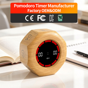 Temporizador Digital Giratorio de Ocho Caras con Diseño de Cubo de Cocina, Visual, para Escritorio, Aula, Enfoque Infantil, Cuenta Regresiva, Efecto Madera, Estudio <span class=keywords><strong>Pomodoro</strong></span> - Product Image 1