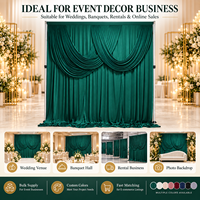Tissu de drapage vert émeraude superposé 5ft x 20ft avec passe-tiges pour toile de fond de mariage, tentes et décorations de fêtes d'anniversaire