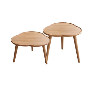 Table basse ronde en bois massif Aoga, bois de frêne, forme nuage, rangement, style nordique, minimaliste moderne, usage domestique - Product Image 2