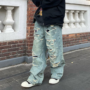 الرجال تخصيص الجينز الجينز الرجال ضئيلة تناسب خمر الجينز السراويل الطويلة الجينز المتعثرة السراويل الجينز - Product Image 4