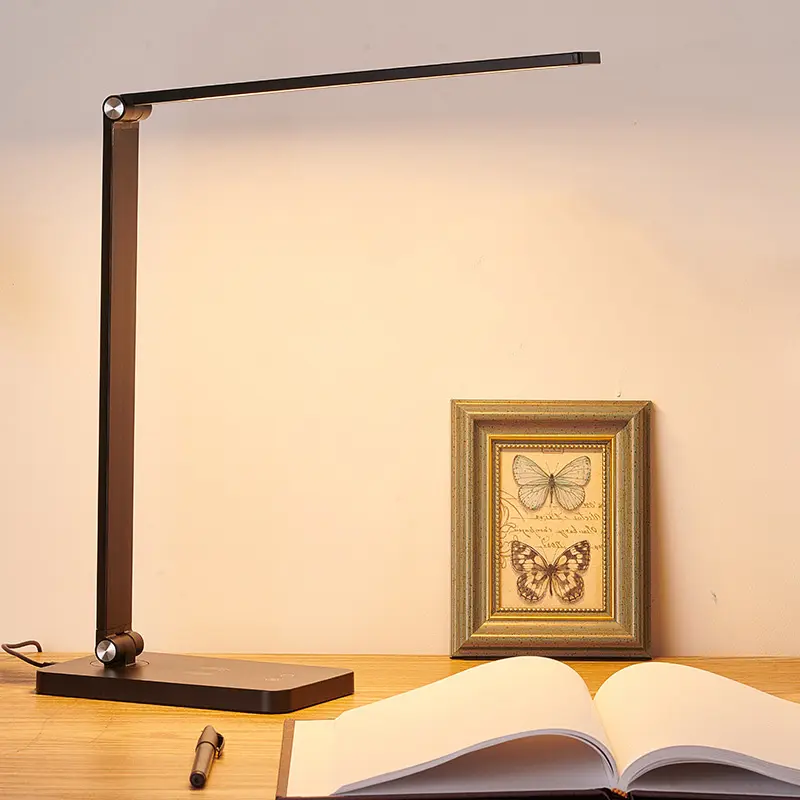 무선 충전 LED 테이블 램프 접이식 눈 보호 디밍 색상 간단한 사무실 충전 작업 연구 독서 램프