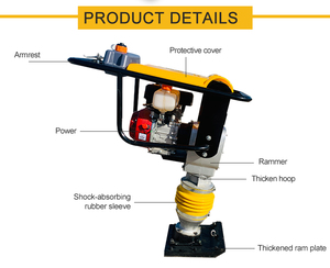Hot Selling 30cm Working Width <strong>6</strong>.<strong>5Hp</strong> Gasoline Engine <strong>Tamping</strong> Hammer Compactor Vibrating <strong>Rammer</strong> High Operating Efficiency Tool - Product Image 5