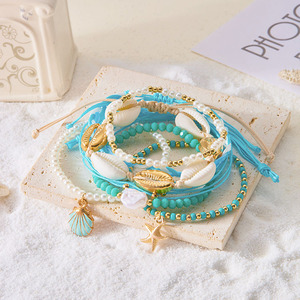 ชุดสร้อยข้อมือลูกปัดหลายชั้นสไตล์โบฮีเมียนกำไลข้อมือแฟชั่นพร้อมลวดลายปลาดาวสับปะรดและดวงตาชั่วร้าย - Product Image 4