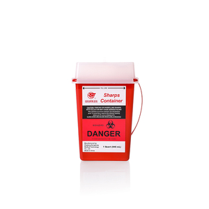 Contenedor de objetos punzocortantes desechable Gongdong de PP de 1 cuarto de galón, rojo, para residuos médicos, con tapa abatible y compartimentada, con 510k - Product Image 3