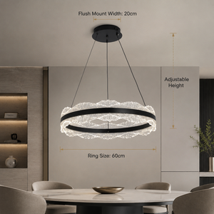Lustre moderne en fer noir 60 cm LED tricolore à intensité variable avec télécommande et hauteur réglable pour la décoration intérieure de salle à manger - Product Image 4