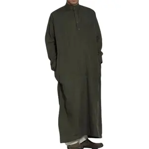 solid color standing collar men's tredtional pakaian muslim Islamic men's clothing