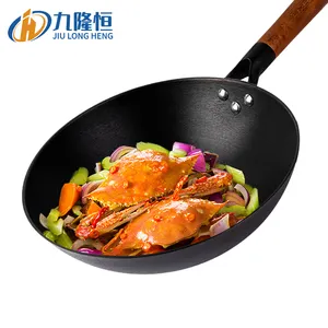 Popular Chinese 30cm 32cm Traditional Cast Iron Wok Die Cast Fry Pan Saute Pan Without Lid