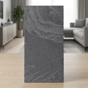 Azulejos de Porcelana con Aspecto de Piedra para Paredes y Pisos, Piedra de Pizarra Nero, 600x1200 mm, Superficie Mate Antideslizante - Product Image 1