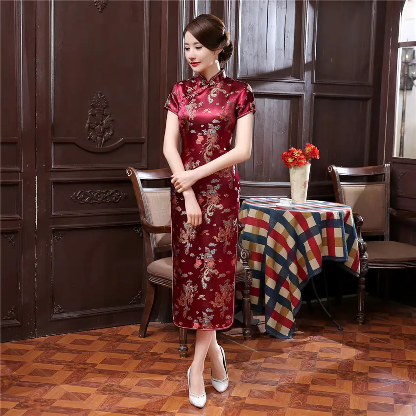 Traditional Wedding Qipao Woman Embroidery Elegant Split Dress Female Floral Bodycon Chinese Cheongsam
